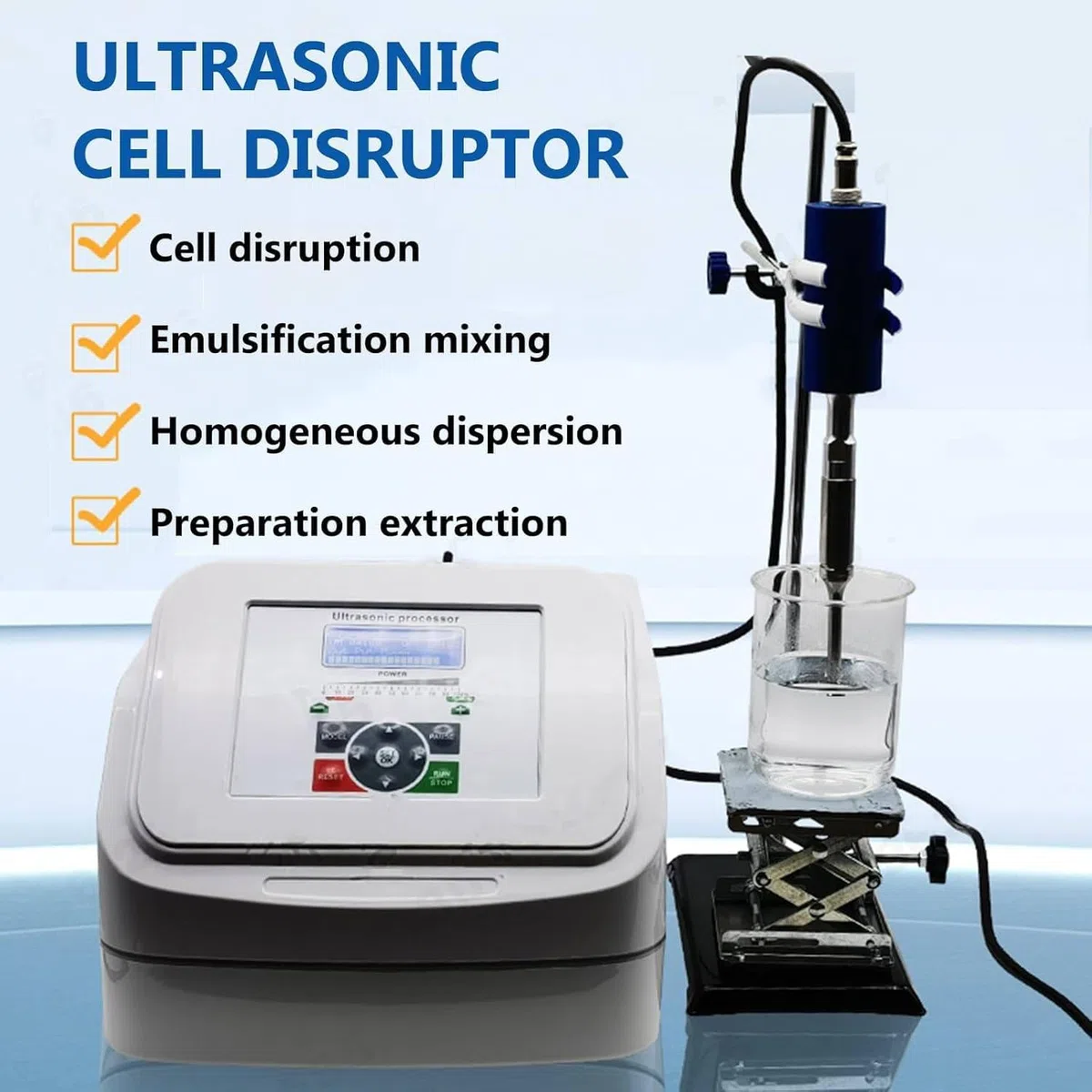Sonicateur,Mélangeur Perturbateur Cellules,Homogénéisateur à Ultrasons,émulsificateur Laboratoire,Réglable 1 S à 99 H,pour Biologie,Optique,Bijouterie,aérospatiale Et Matériel 10mm