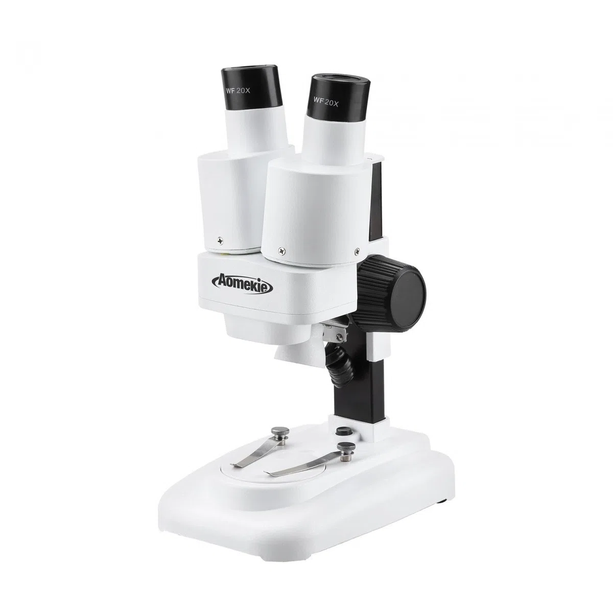 Stéréoscope Instrument Scientifique Binoculaire pour Observation de Spécimens Volumineux Éclairage Double Source Platine Contrastée Idéal pour Étudian, Blanc