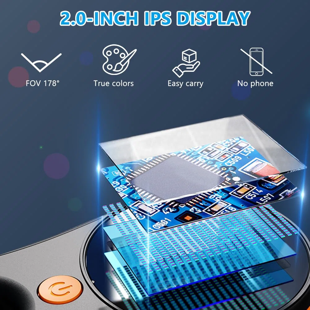 Microscope Numérique, Microscope Portable, 500x Loupe de Lecture Lumineuse avec écran IPS 2.0'' et 8 LED Ajustables, Rechargeables, pour explorer et apprendre, Enfants et Adultes.