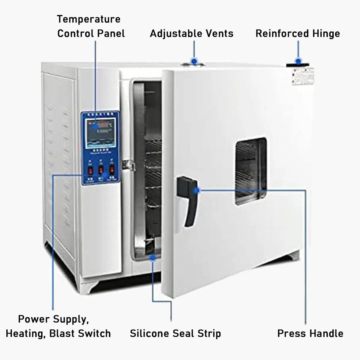 Four de séchage à température constante pour laboratoire/industrie, 500W Four de séchage pour laboratoire 220V/RT+50-300℃, 15L Four de séchage de laboratoire à convection forcée,101-0S,202-0S