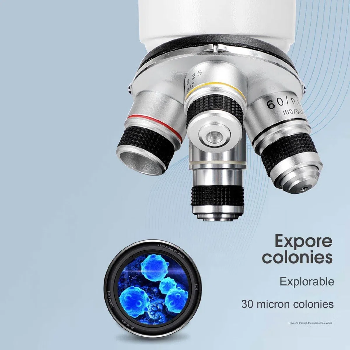 Microscope Optique Professionnel 5000X, avec oculaire électronique, Objectif 4X, 10X, 40X, 100X, Microscope trinoculaire amélioré pour Les élèves du Primaire et du secondaire