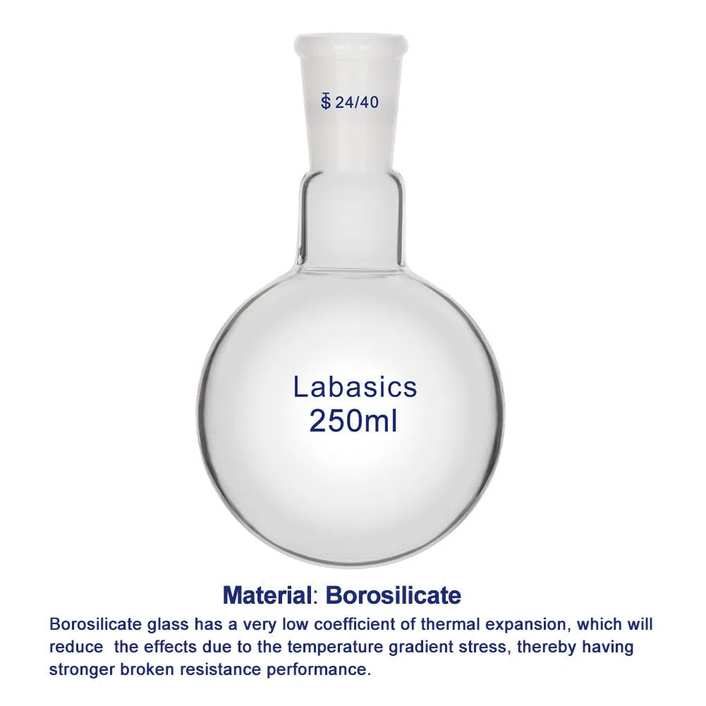 Labasics Kit de Distillation 500 ml, Appareil de Distillation en Verre Borosilicaté pour Extraction, 24/40, Verrerie de Laboratoire