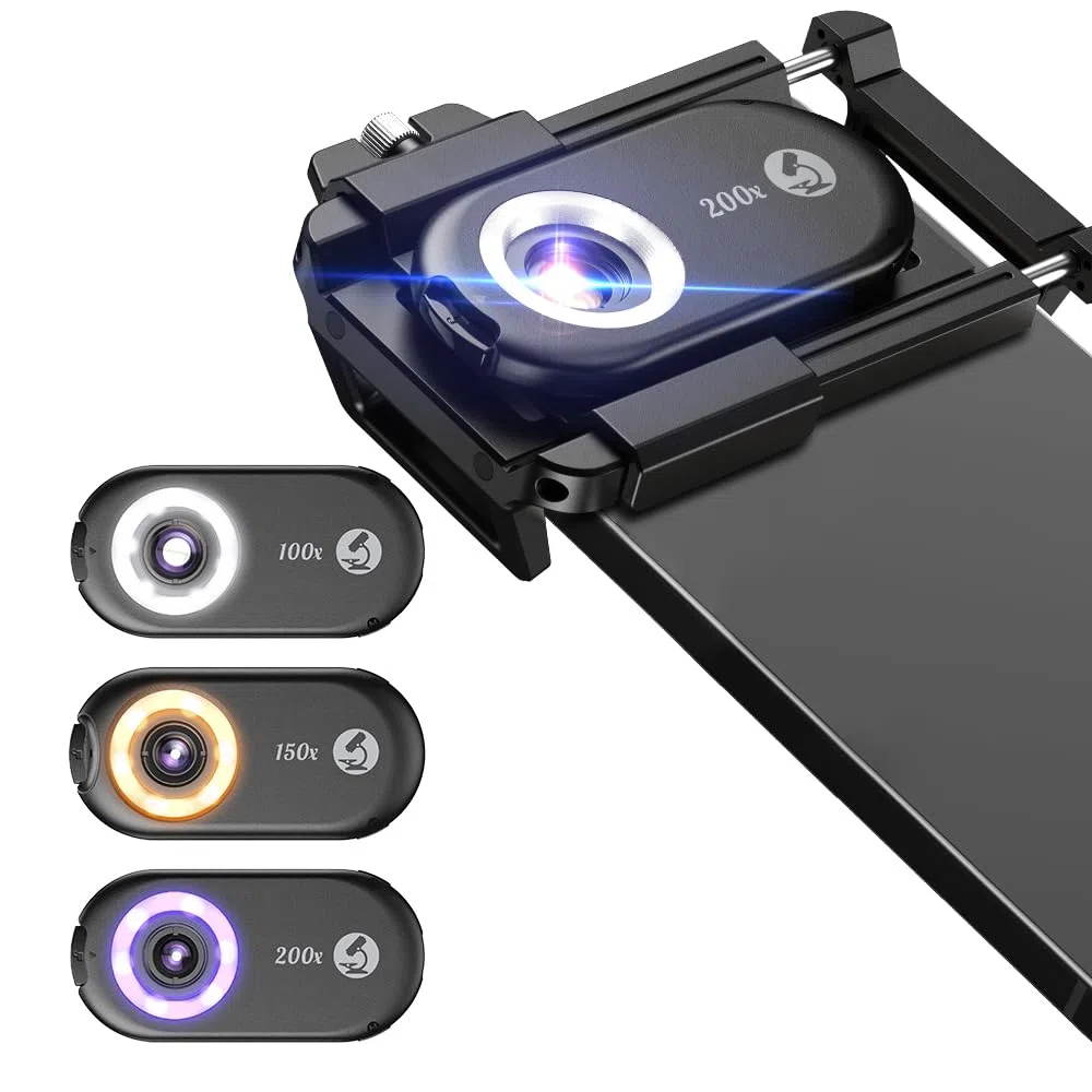 APEXEL 3in1 Microscope Telephone Portable,100-200X téléphone Microscope pour Smartphone,Explorez Le Monde microscopique avec Le pour Smartphone