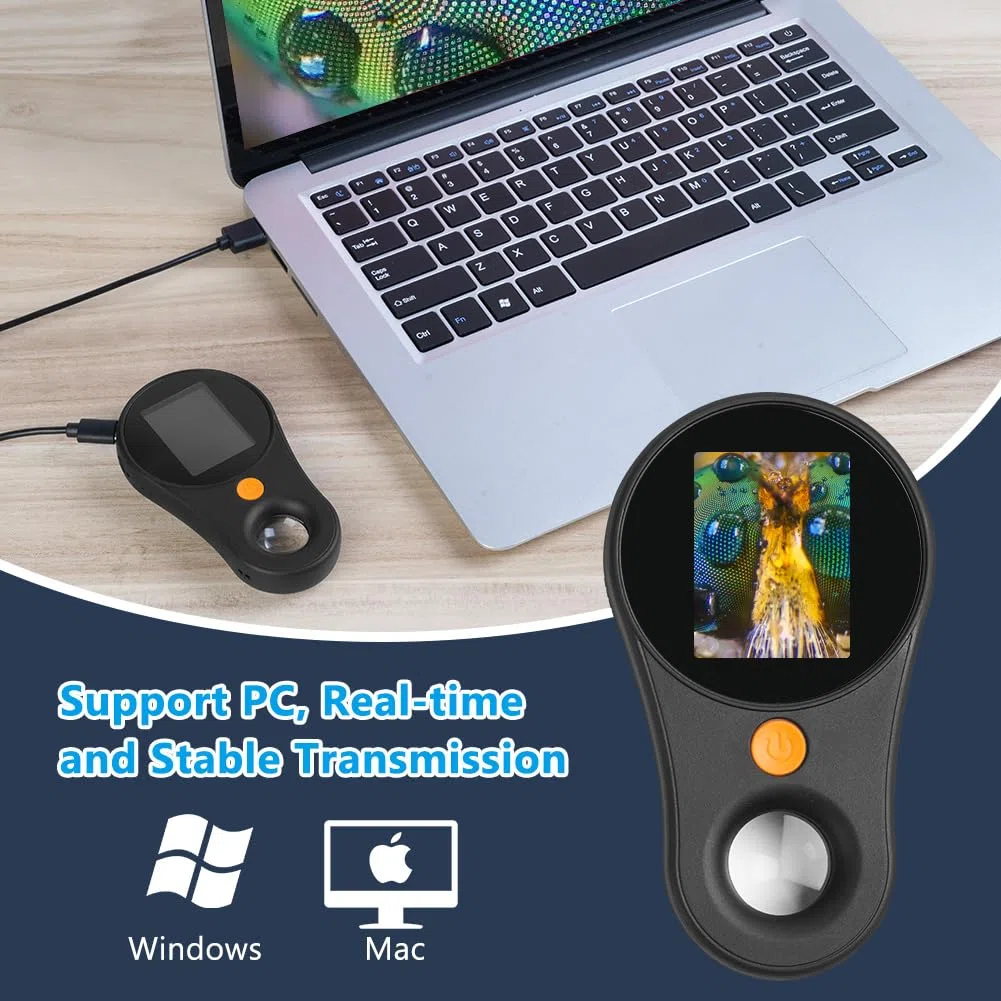 Microscope Numérique, Microscope Portable, 500x Loupe de Lecture Lumineuse avec écran IPS 2.0'' et 8 LED Ajustables, Rechargeables, pour explorer et apprendre, Enfants et Adultes.