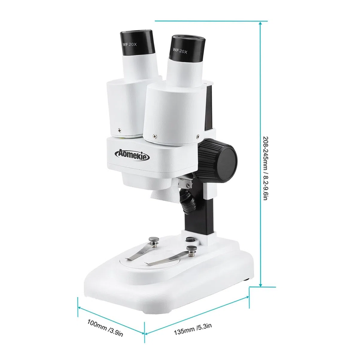 Stéréoscope Instrument Scientifique Binoculaire pour Observation de Spécimens Volumineux Éclairage Double Source Platine Contrastée Idéal pour Étudian, Blanc