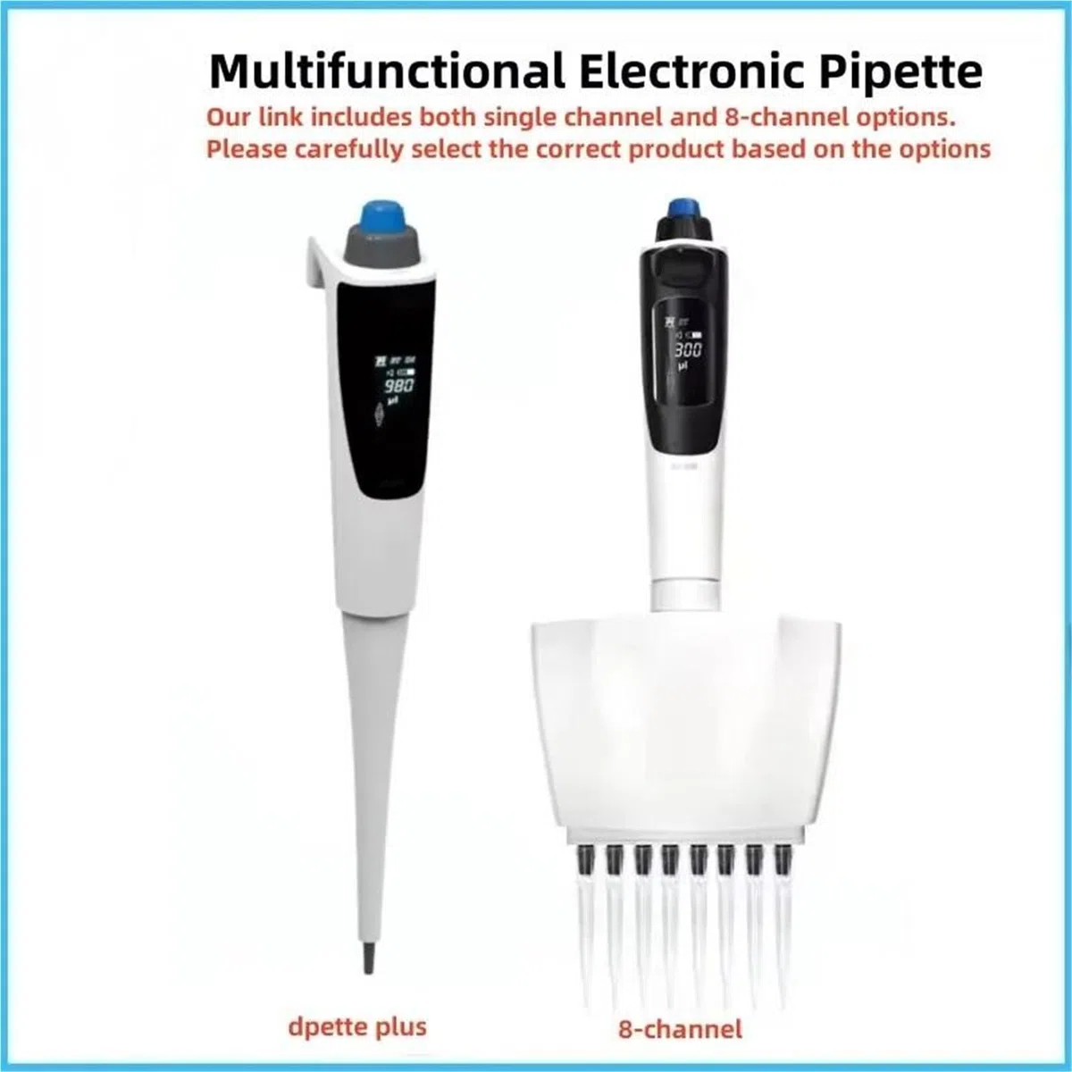 Pipette compte-gouttes électrique réglable 1 canal / 8 canaux électronique Micropipette de laboratoire numérique,Micropipettes(8 channel 15-300ul)