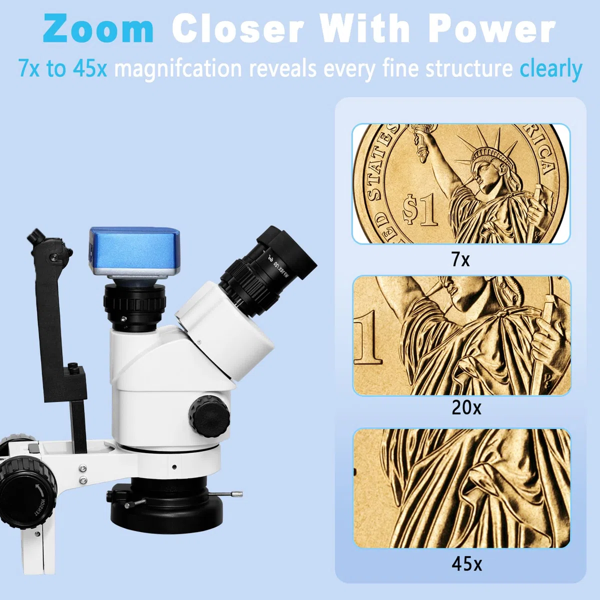DZQ Microscope trinoculaire bijoux