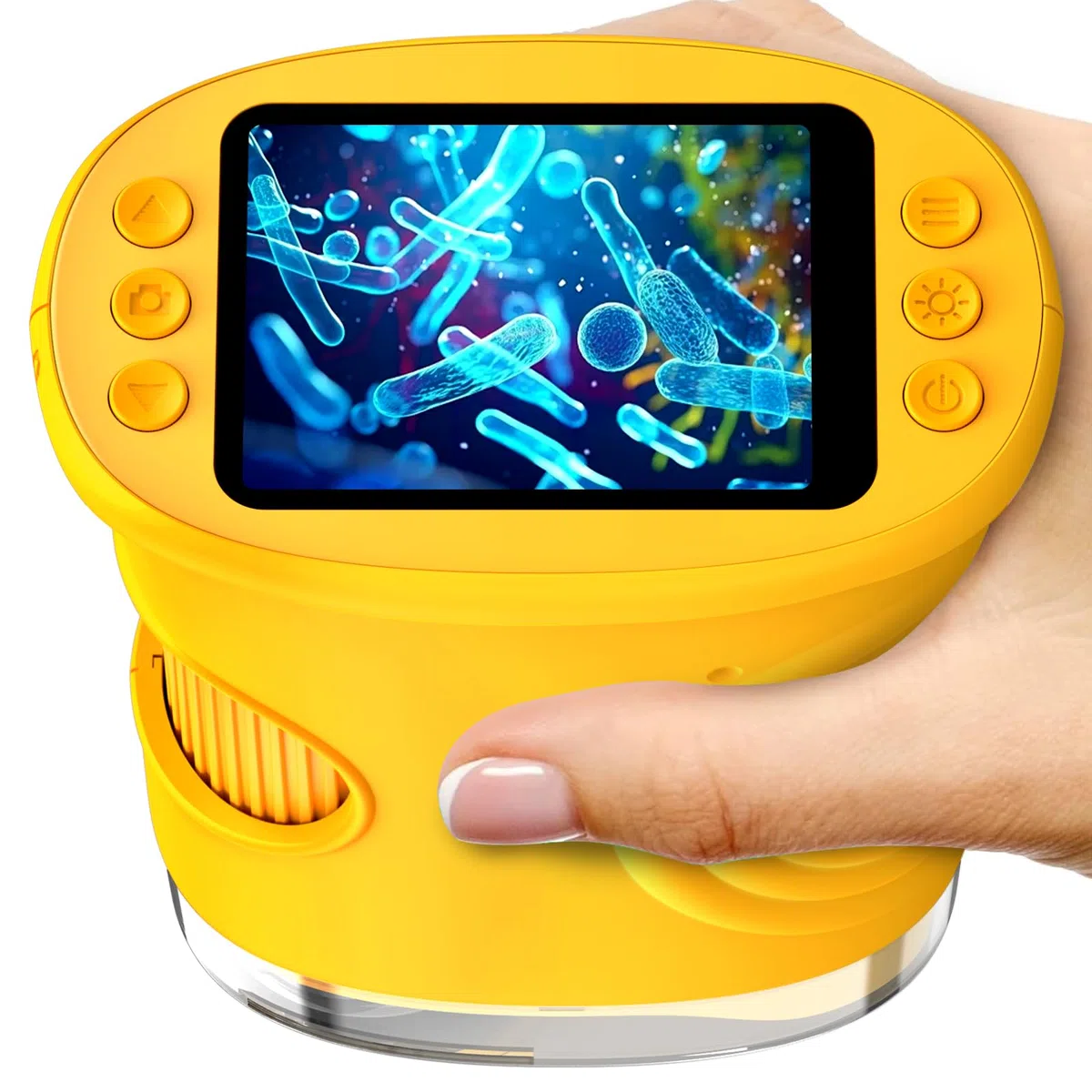 Microscope Numérique Portable pour Enfants avec Écran IPS 2.0 Pouces, Rechargeable, Stockage de Photos Intégré, 200X Mini Scope de Poche Cadeaux Éducatifs pour 4-12 Ans - Orange
