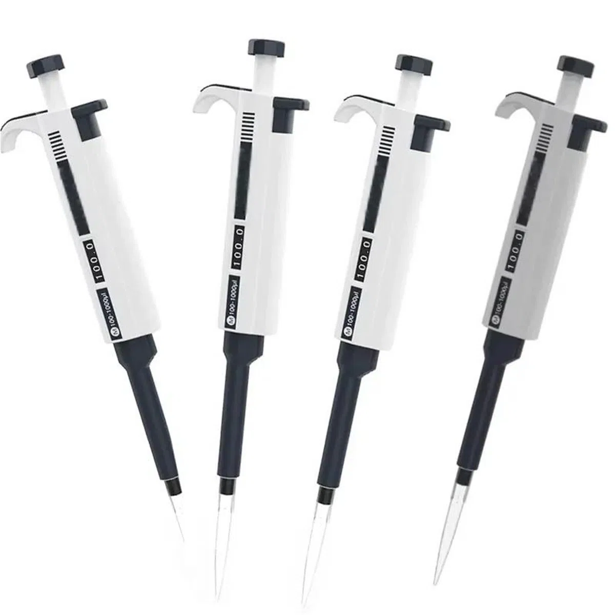 Lot de 4 pipettes laboratoire à canal, micropipettes, manuelles réglables, pistolet numérique,Micropipettes(500-5000ul)