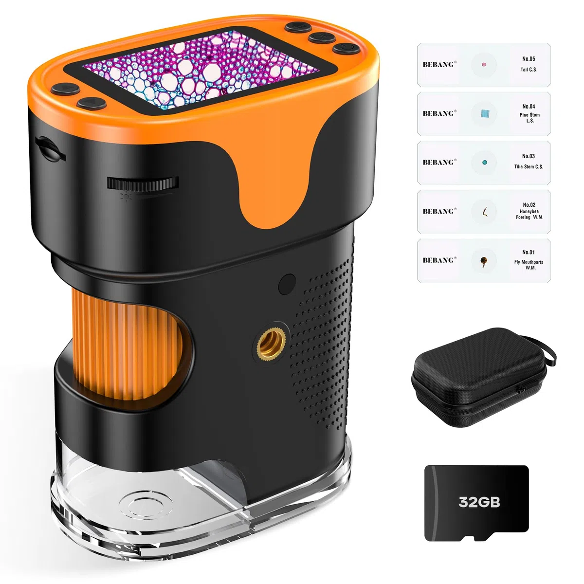 Microscope Numérique avec Écran de Poche pour Enfants: Loupe Rechargeable Mini Bijoux Jouet Éducatif Scientifique STEM Cadeau de Noël Filles Garçons de 4 à 12 avec Carte 32G Coque EVA