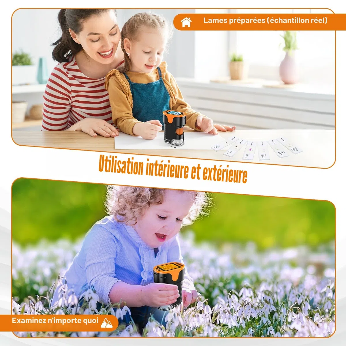 Microscope Numérique avec Écran de Poche pour Enfants: Loupe Rechargeable Mini Bijoux Jouet Éducatif Scientifique STEM Cadeau de Noël Filles Garçons de 4 à 12 avec Carte 32G Coque EVA