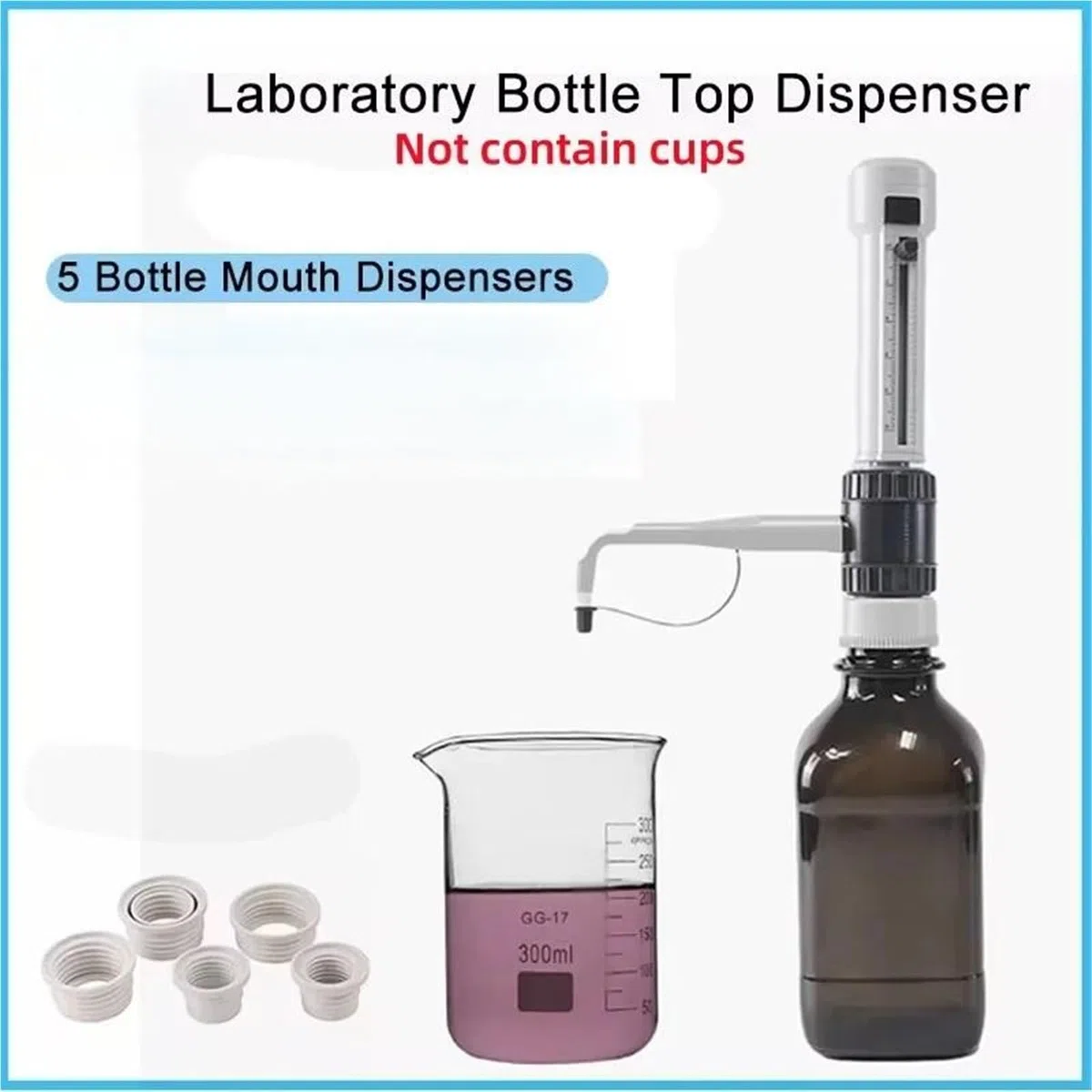 Distributeur de flacons 0,5 à 50 ml, for manipulation liquides laboratoire, distributeur demi-volume réglable, sans bouteille emporter,Micropipettes(5-50ml)