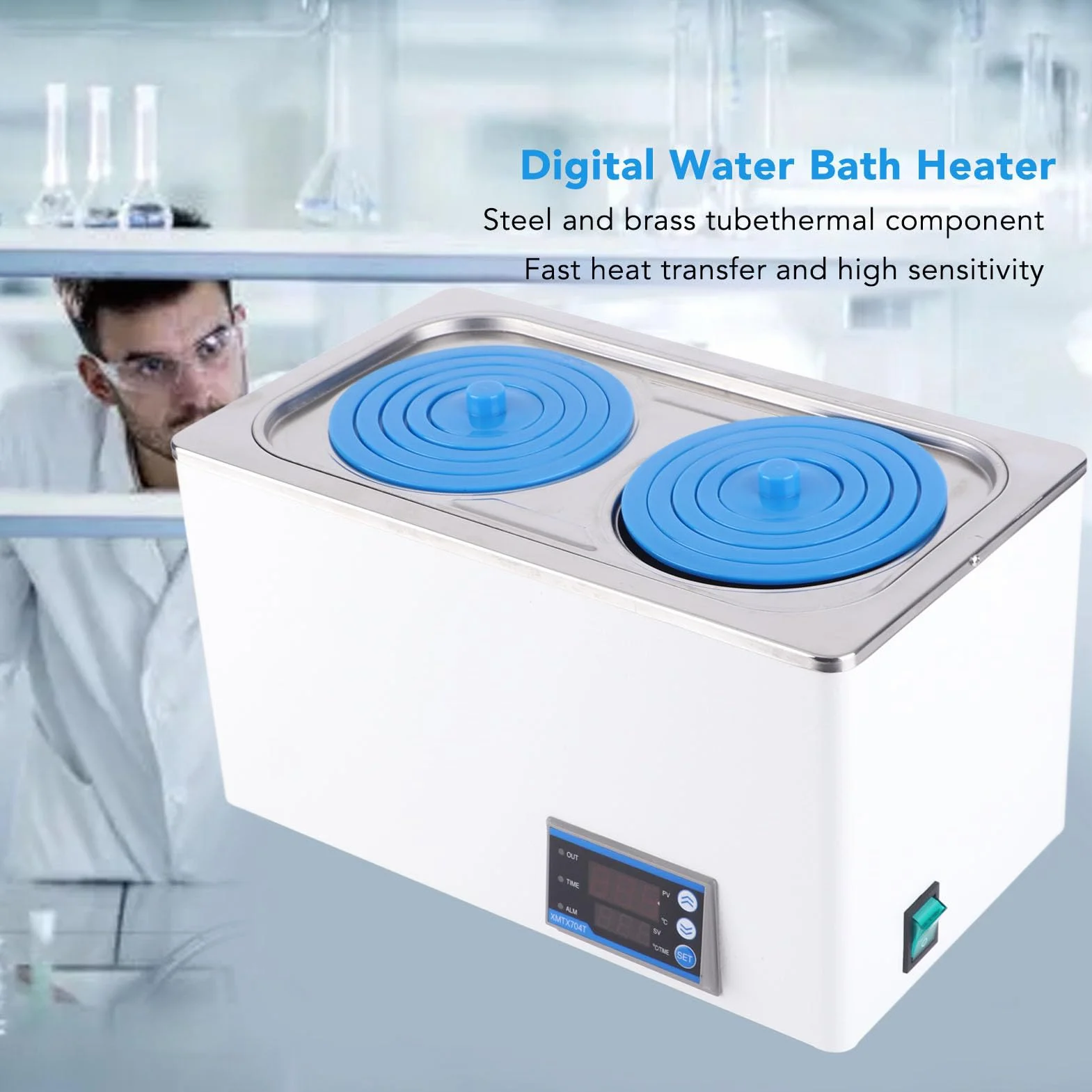 Bain-marie Thermostatique Numérique, Chauffe-bain Thermostatique Numérique à Température Constante 7L Fournitures de Laboratoire 1 Chambre avec 2, Ensembles d'outils (Prise UE