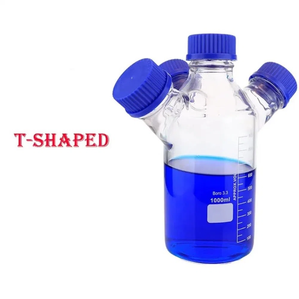 Verrerie et matériel de laboratoire Flacons de phase mobile à deux, trois ou quatre cols, à bouchon à vis, de 250 ml à 2000 ml, flacons de phase mobile de laboratoire(Four-necked1000ml)