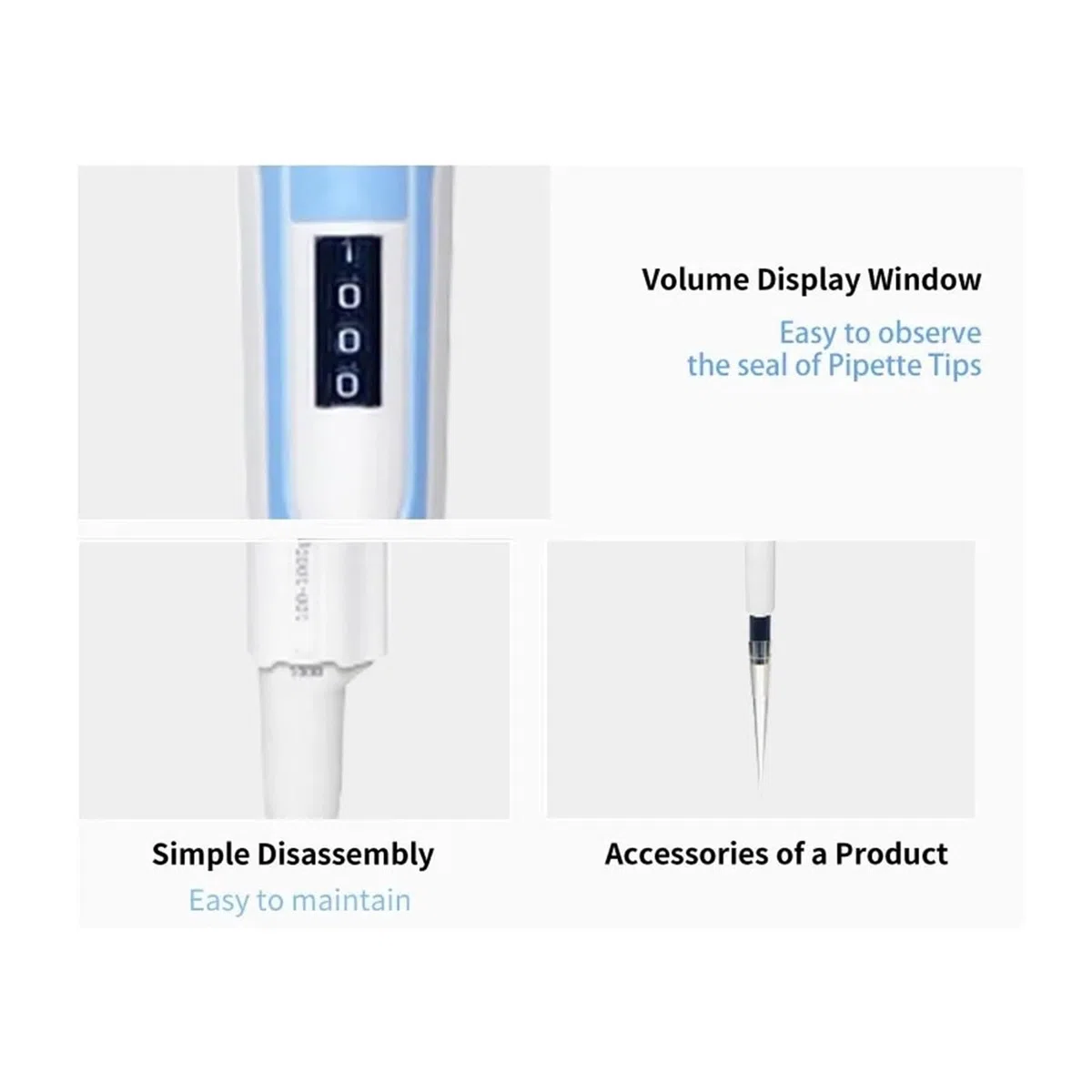 Pipette De Laboratoire Numérique Réglable 0,1-10 Ml (avec Embout)