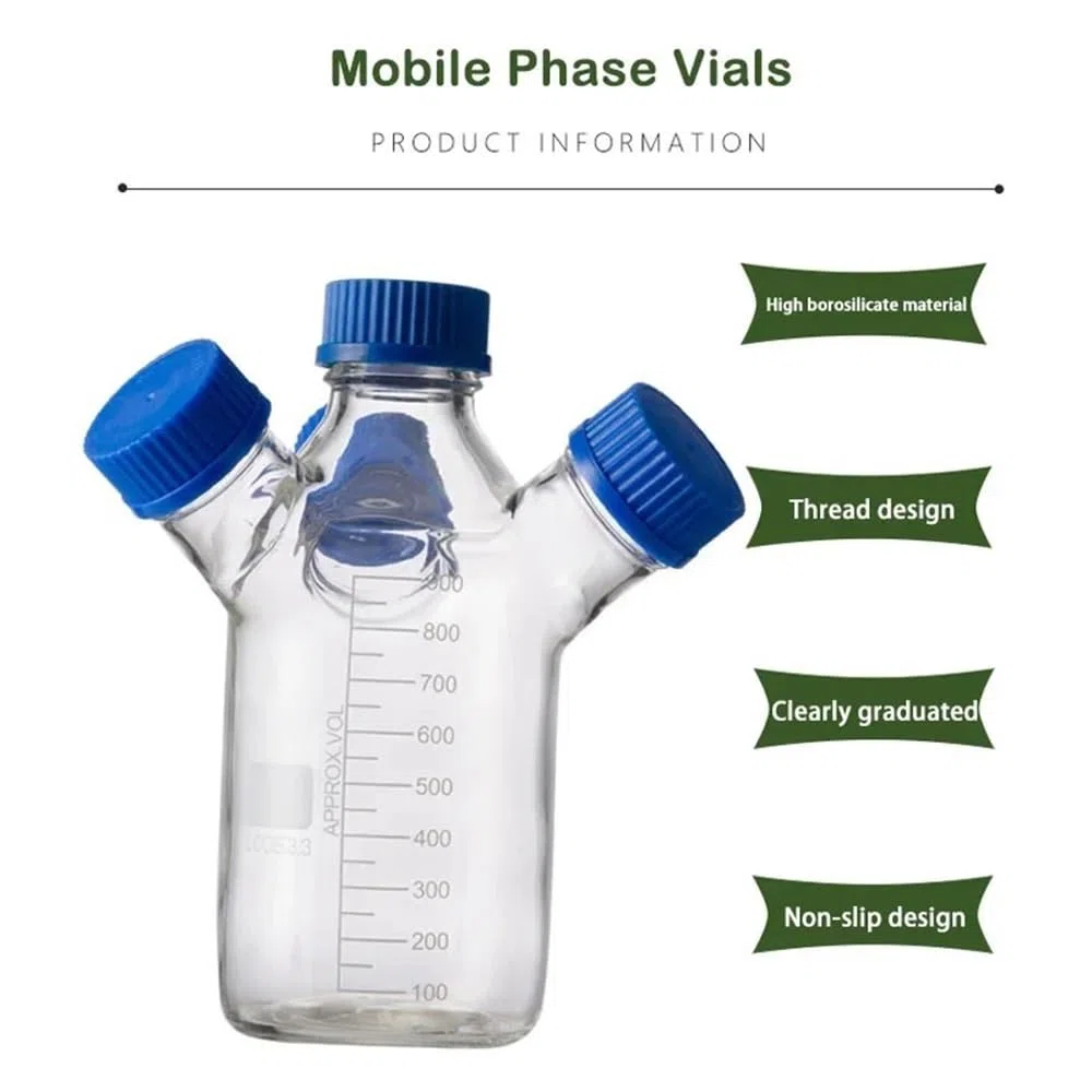 Verrerie et matériel de laboratoire Flacons de phase mobile à deux, trois ou quatre cols, à bouchon à vis, de 250 ml à 2000 ml, flacons de phase mobile de laboratoire(Four-necked1000ml)