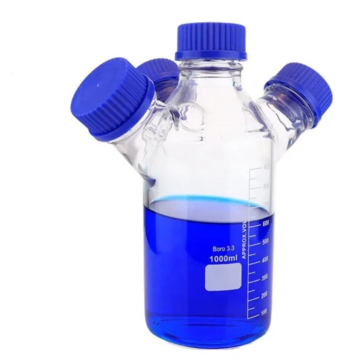 Verrerie et matériel de laboratoire Flacons de phase mobile à deux, trois ou quatre cols, à bouchon à vis, de 250 ml à 2000 ml, flacons de phase mobile de laboratoire(Four-necked1000ml)