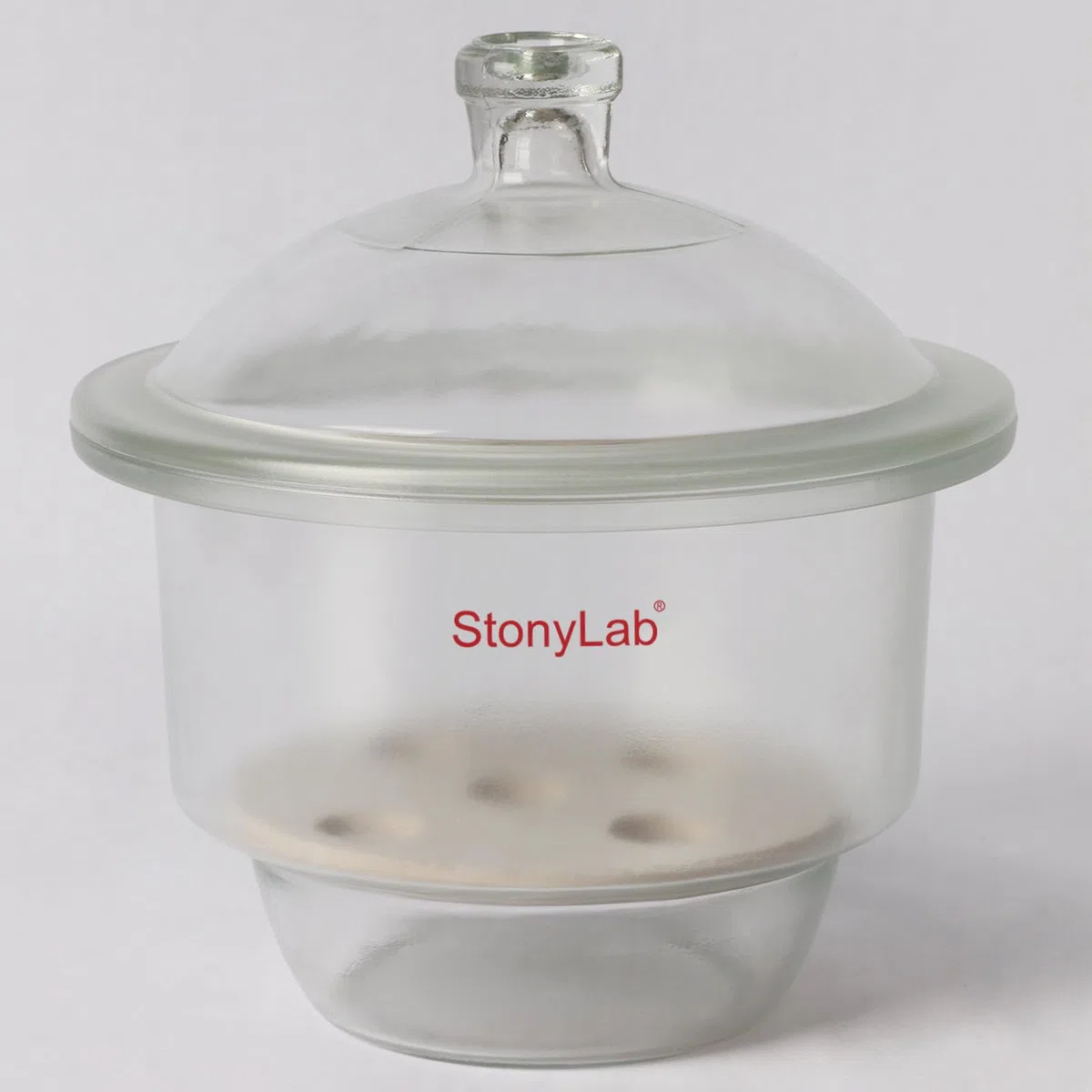 stonylab Dessiccateur en Verre, Dessiccateur de Laboratoire avec Couvercle à Bouton et Plaque en Porcelaine de ID:180 mm pour Recherche en Laboratoire