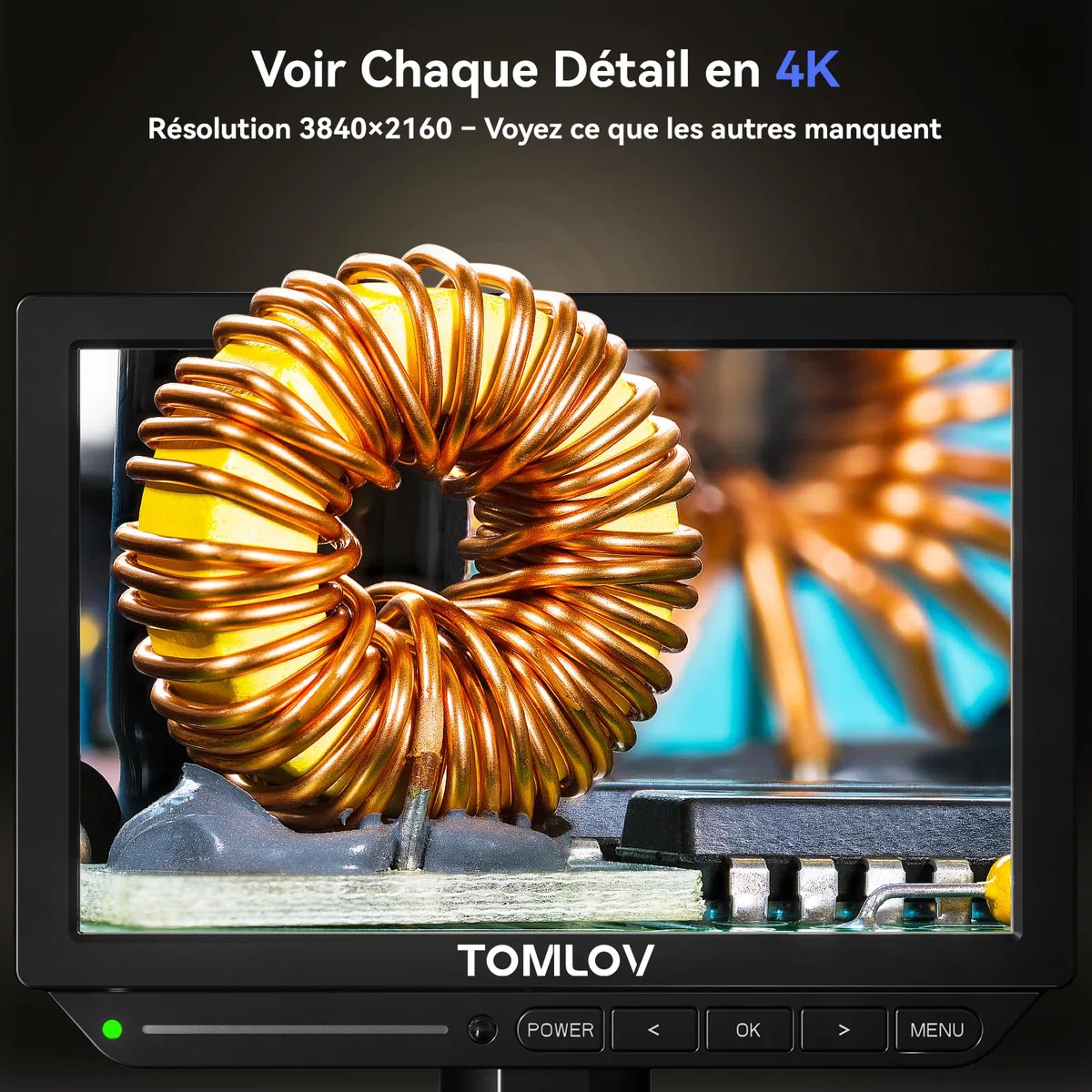TOMLOV TM4K-AF Flex Microscope Numérique Autofocus 4K HDMI, Écran de 8" IPS avec Bras Flexible, Loupe Professionnel 2000X pour Pièces et Soudure, Tapis de Soudure, Lumières Latérales, Carte 64 Go