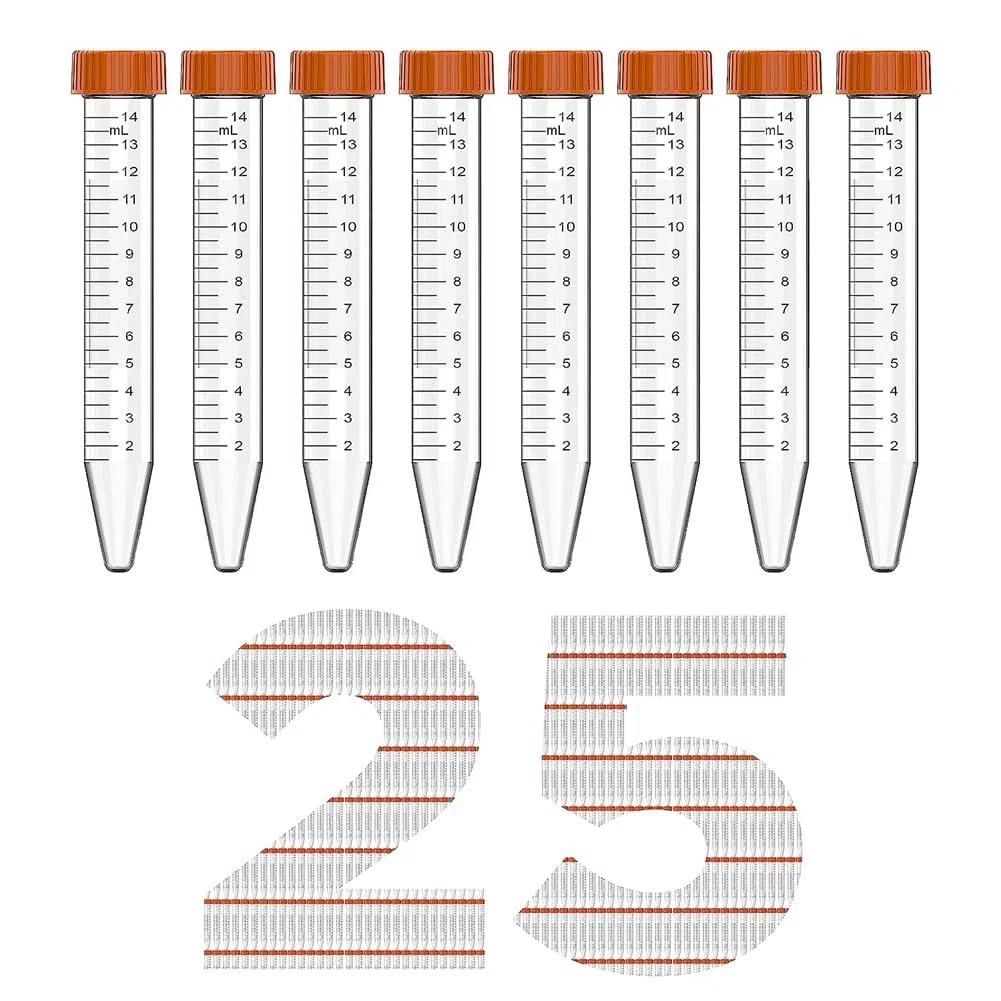 Tube de centrifugeuse conique – Tubes de centrifugeuse de 15 ml, 25 tubes stériles avec bouchons à vis étanches, tubes coniques faciles à utiliser