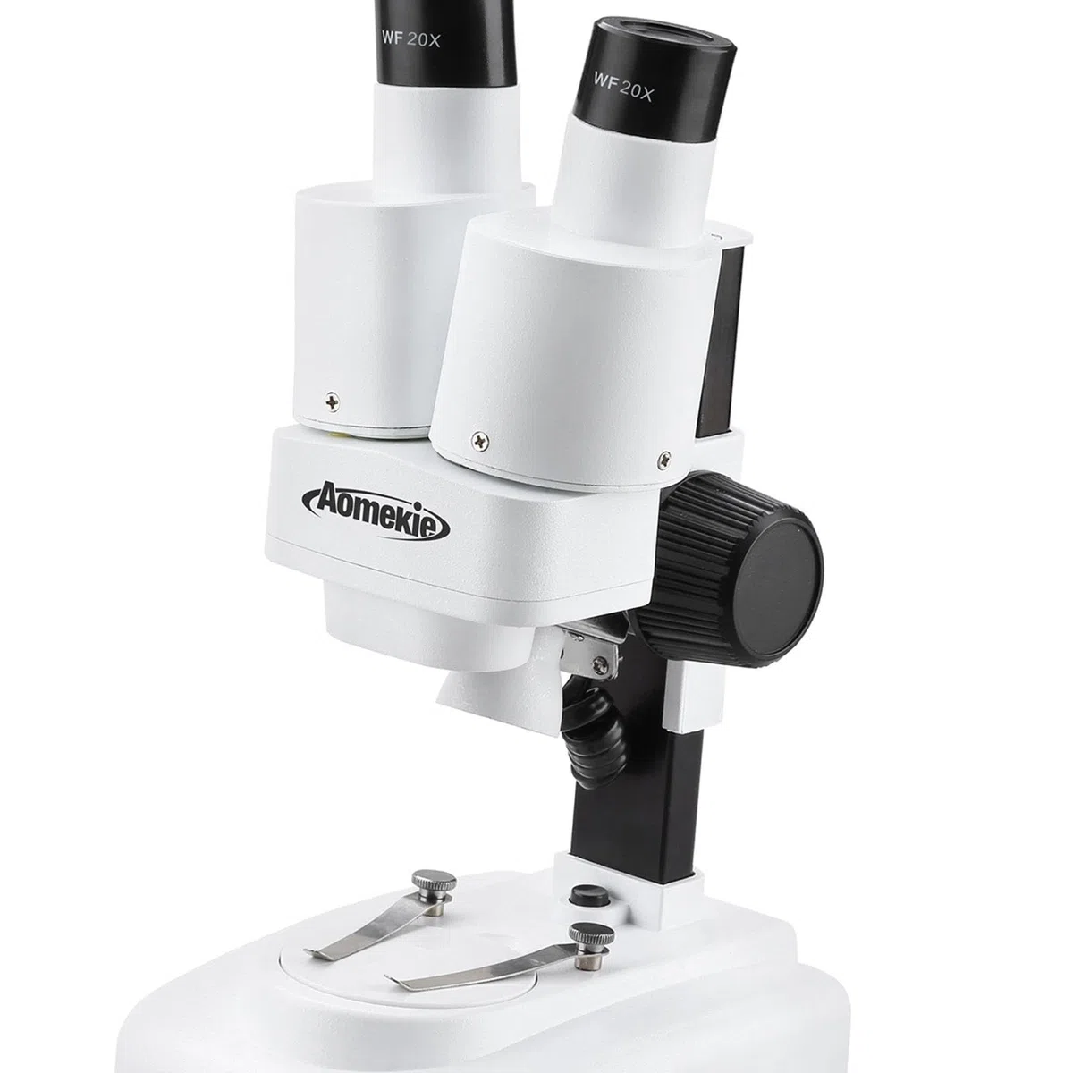 Stéréoscope Instrument Scientifique Binoculaire pour Observation de Spécimens Volumineux Éclairage Double Source Platine Contrastée Idéal pour Étudian, Blanc