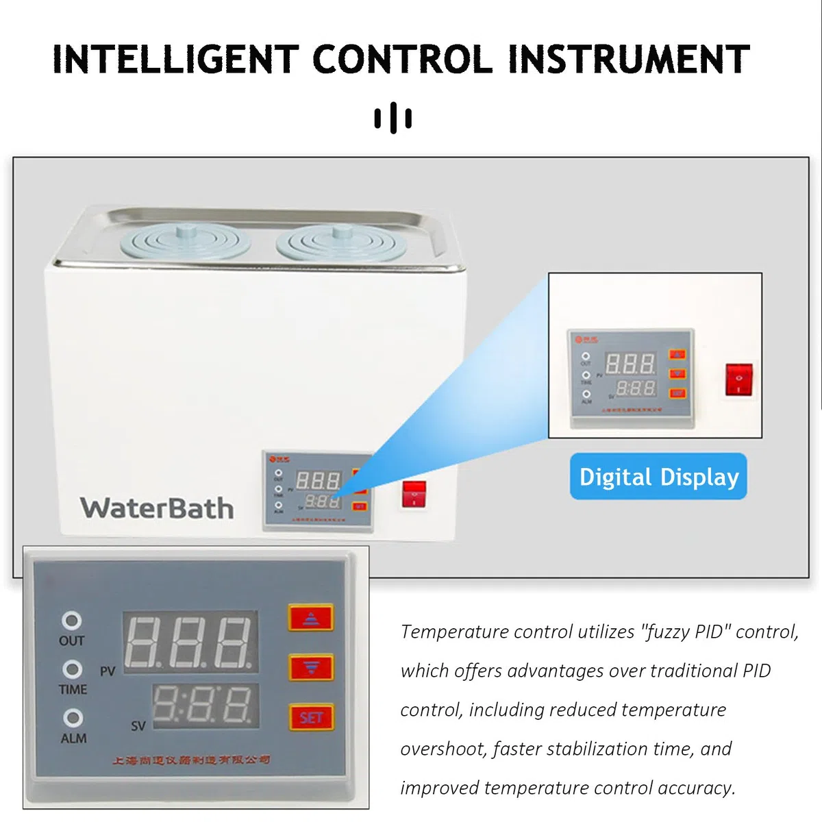 Bain d'eau thermostatique numérique 5L/8L/15L Bain d'eau de Laboratoire avec Ouvertures sélectionnables pour Laboratoire, Doublure en Acier Inoxydable 2holes